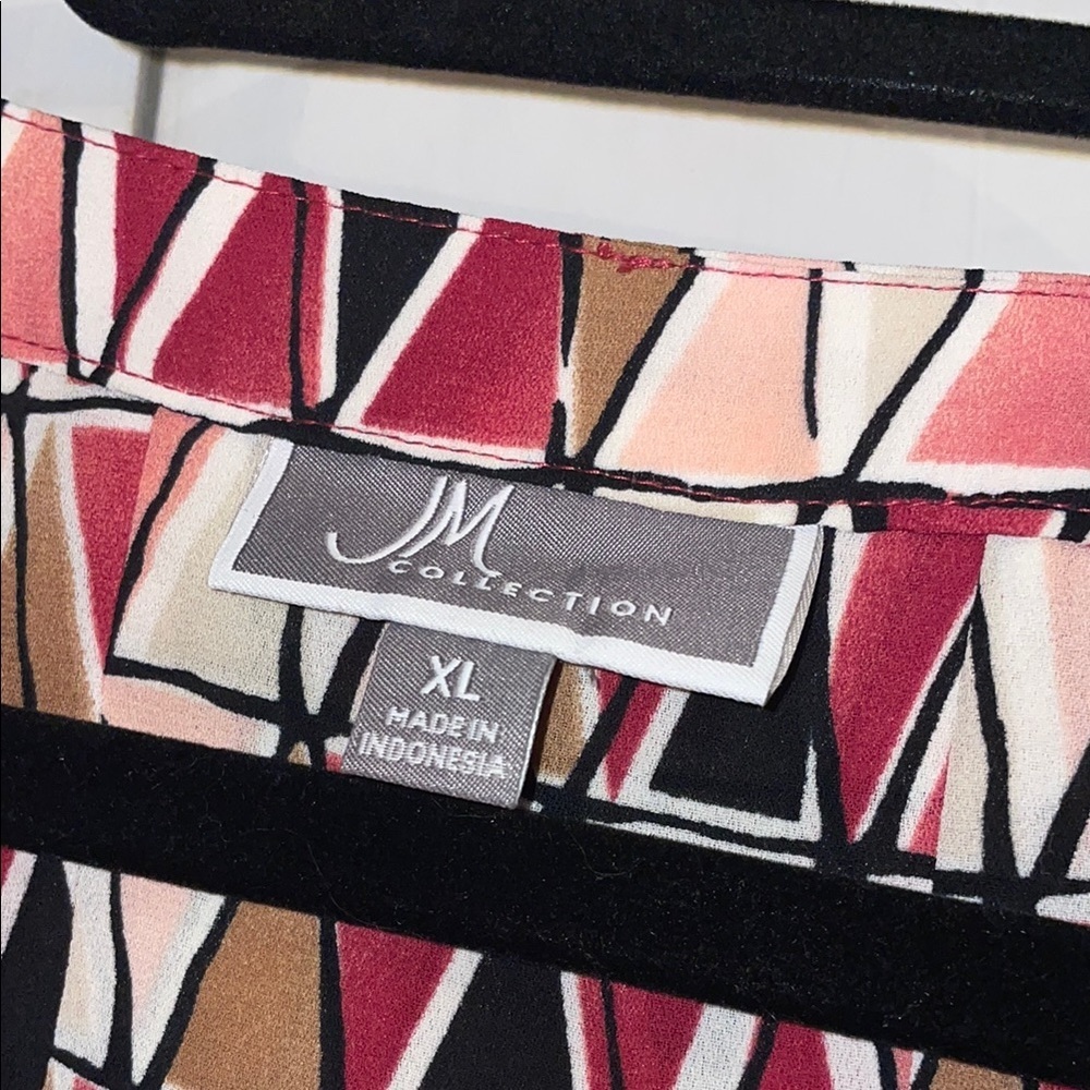 JM Collection Black and Orange Graphic Blouse - Picture 2 of 9